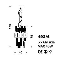 Подвесной светильник IDL Crystalline 493/6 light gold / white glass Подвесной светильник IDL Crystalline 493/6 light gold / white glass