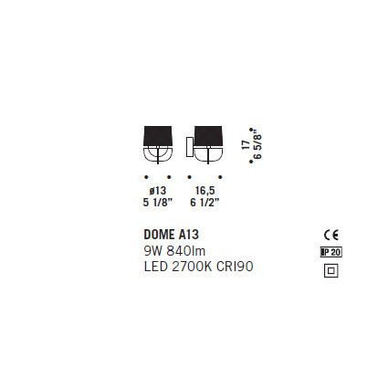 Настенный светильник De Majo DOME A13 ED 0DOME0A11 Настенный светильник De Majo DOME A13 ED 0DOME0A11