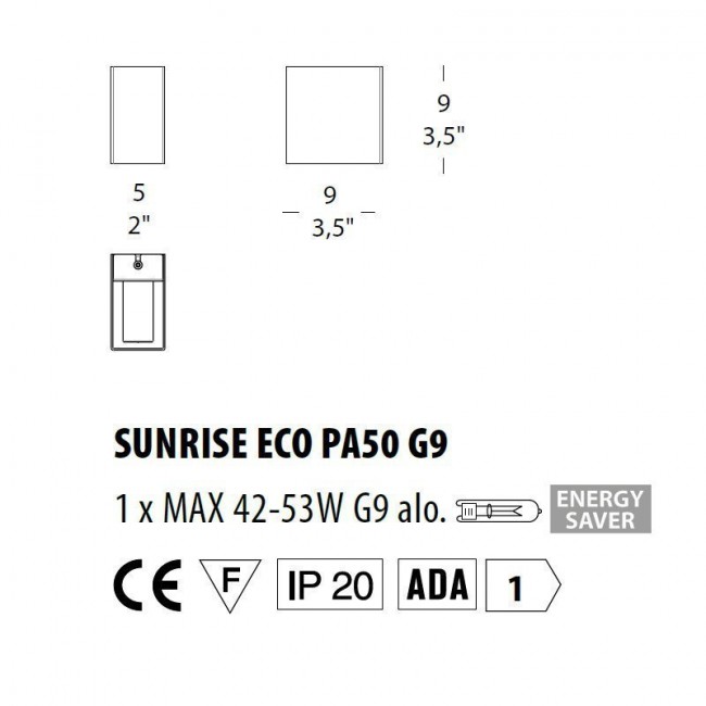 Настенный светильник Morosini Sunrise ECO PA50 G9 0590PA06SAAL Настенный светильник Morosini Sunrise ECO PA50 G9 0590PA06SAAL