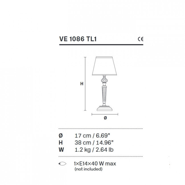 Настольная лампа Masiero Table lamps VE 1086/TL1 G14 SHA/IV