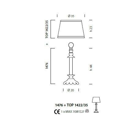Настольная лампа Sylcom Scrigno 1476 CP PO CR.ORO + TOP 1422/35 ORO