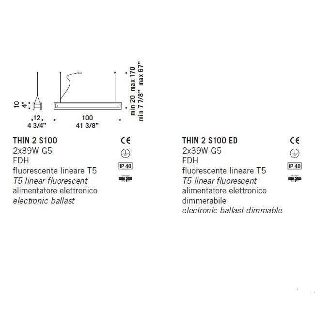 Подвесной светильник De Majo THIN 2 S100ED 0THIN0S21 Подвесной светильник De Majo THIN 2 S100ED 0THIN0S21