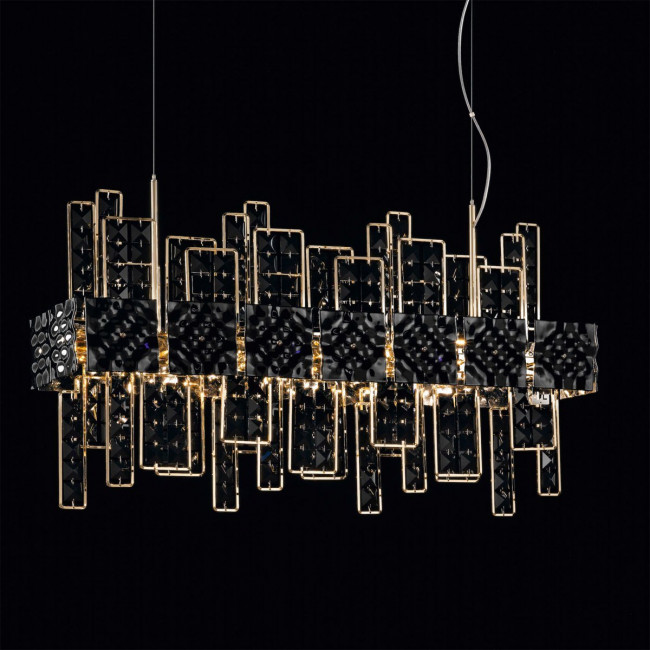 Подвесной светильник IDL Crystalline 494/12 light gold / black glass Подвесной светильник IDL Crystalline 494/12 light gold / black glass