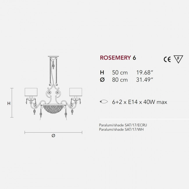 Люстра Masiero Rosemery 6 /V13/ SAT/17/ECRU