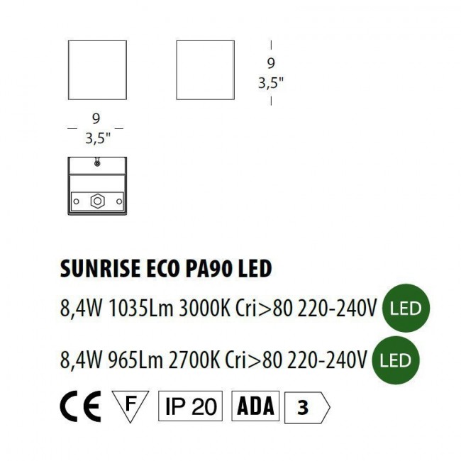 Настенный светильник Morosini Sunrise ECO PA90 LED 0591PA07SVL2 Настенный светильник Morosini Sunrise ECO PA90 LED 0591PA07SVL2
