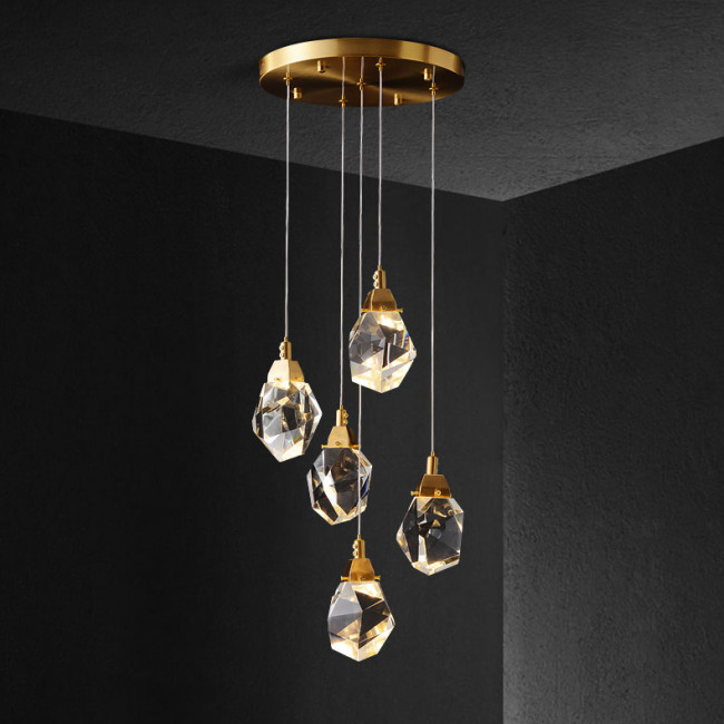 Подвесной светильник DeLight Collection crystal rock ii 9701P/5R brass