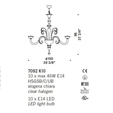 Люстра De Majo 7092 K10 070920K60 Люстра De Majo 7092 K10 070920K60