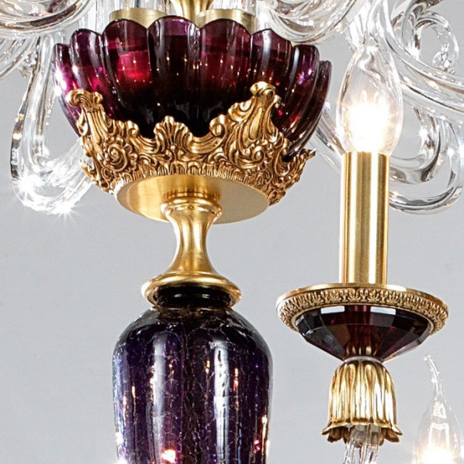 Люстра Euroluce Barocco L12+12+6 150 gold Amethyst