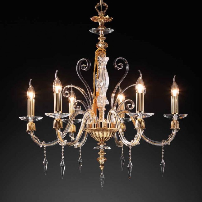 Люстра Euroluce Midha Alicante L6 Gold Clear Люстра Euroluce Midha Alicante L6 Gold Clear