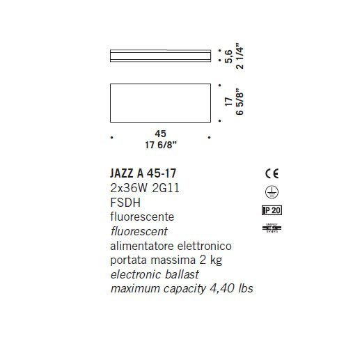 Настенный светильник De Majo JAZZ A 45–17 0JAZZ0A45 Настенный светильник De Majo JAZZ A 45–17 0JAZZ0A45