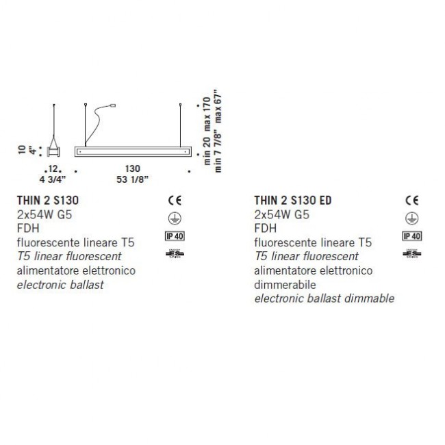 Подвесной светильник De Majo THIN 2 S130ED 0THIN0S24 Подвесной светильник De Majo THIN 2 S130ED 0THIN0S24