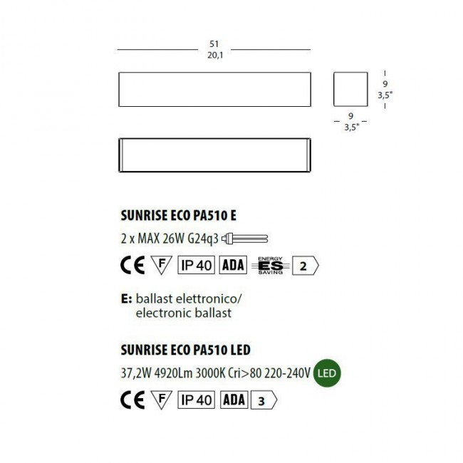 Настенный светильник Morosini Sunrise ECO SUNRISE ECO PA510 LED 0594PA01SAL3 Настенный светильник Morosini Sunrise ECO SUNRISE ECO PA510 LED 0594PA01SAL3