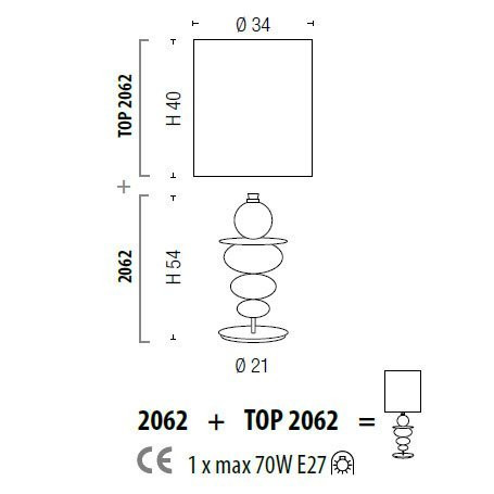 Настольная лампа Sylcom Street 2062 K FU + TOP 2062 BIA