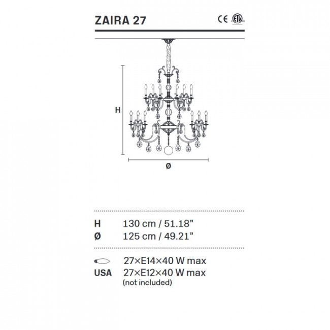 Люстра Masiero Zaira 27 G03 Cut