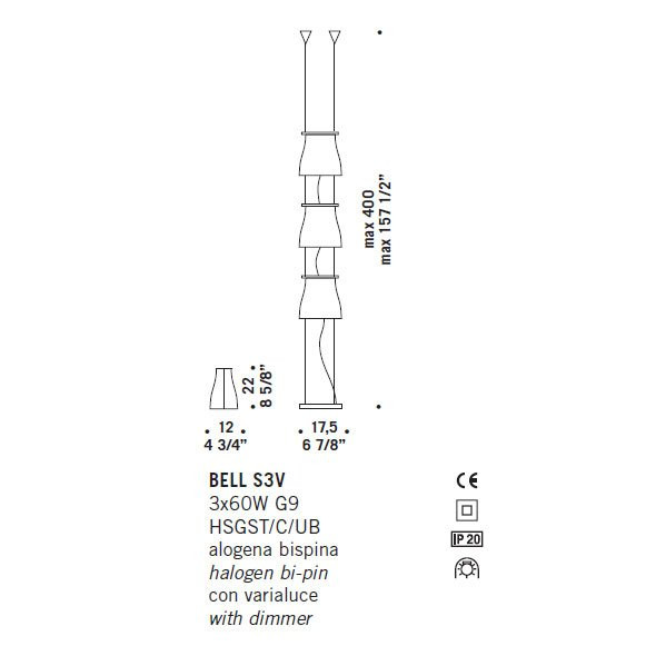Напольный светильник De Majo BELL S3V 0BELL0S35 Напольный светильник De Majo BELL S3V 0BELL0S35