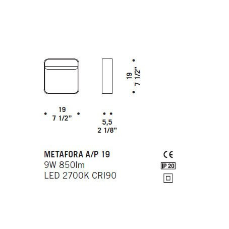 Настенный светильник De Majo METAFORA A/P 19 ED 0META0A10 Настенный светильник De Majo METAFORA A/P 19 ED 0META0A10