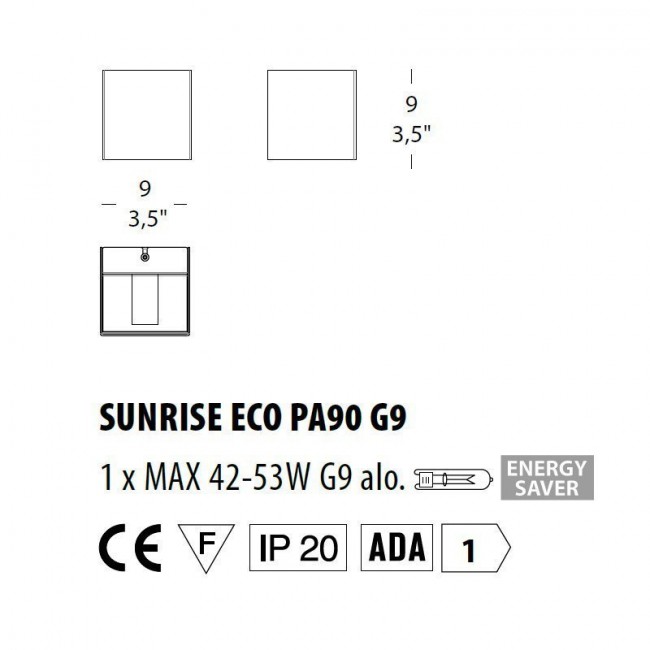 Настенный светильник Morosini Sunrise ECO SUNRISE ECO PA90 G9 0591PA01SAAL Настенный светильник Morosini Sunrise ECO SUNRISE ECO PA90 G9 0591PA01SAAL