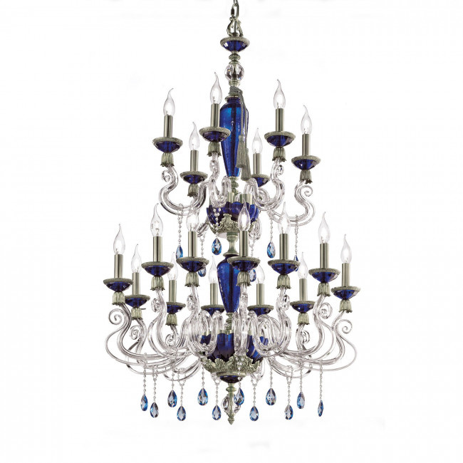 Люстра Euroluce Barocco L12+6 LUX 2 LEVELS silver Blue