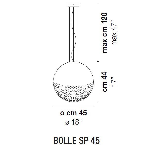 Подвесной светильник Vistosi Bolle SP 45 E27 CR/TR NI Подвесной светильник Vistosi Bolle SP 45 E27 CR/TR NI
