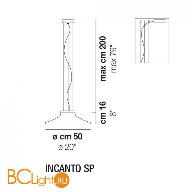 Подвесной светильник Vistosi Incanto INCAN SP BCSF BP L32 03 CE
