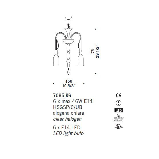 Люстра De Majo 7095 K6 070950K21 Люстра De Majo 7095 K6 070950K21