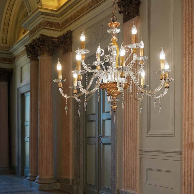 Люстра Euroluce Midha Alicante L8+4 Gold Clear Люстра Euroluce Midha Alicante L8+4 Gold Clear