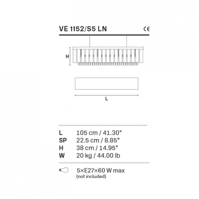 Подвесной светильник Masiero Impero & Deco VE 1152/S5 LN