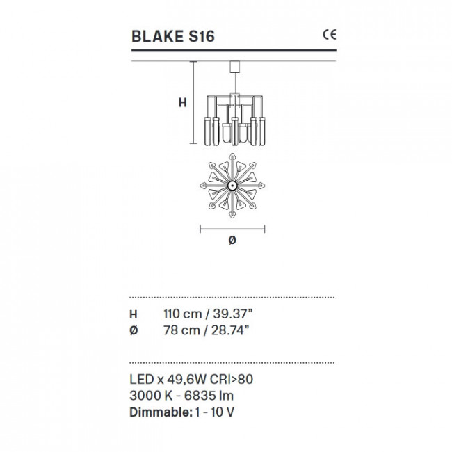 Потолочная люстра Masiero Blake S16