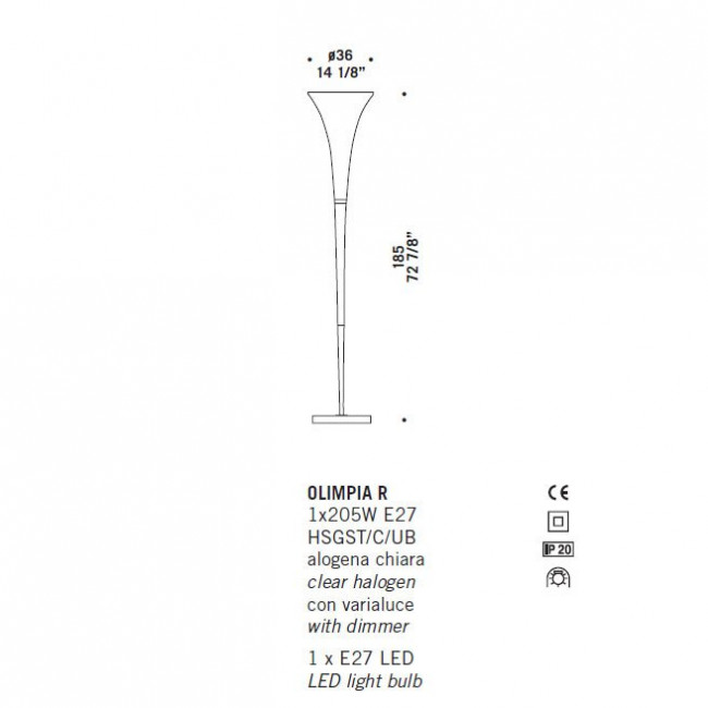 Напольный светильник De Majo OLIMPIA R 0OLIM0R00 Напольный светильник De Majo OLIMPIA R 0OLIM0R00