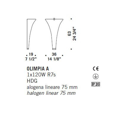 Настенный светильник De Majo OLIMPIA A 0OLIM0A00 Настенный светильник De Majo OLIMPIA A 0OLIM0A00
