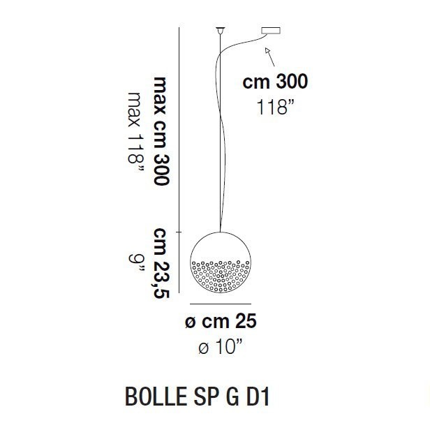 Подвесной светильник Vistosi Bolle SP G D1 E27 BC NI