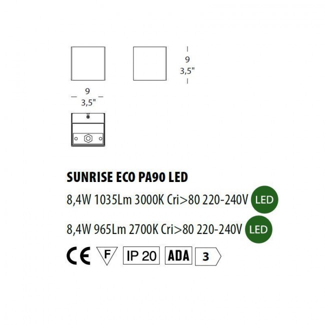 Настенный светильник Morosini Sunrise ECO SUNRISE ECO PA90 LED 0591PA01SVL3 Настенный светильник Morosini Sunrise ECO SUNRISE ECO PA90 LED 0591PA01SVL3