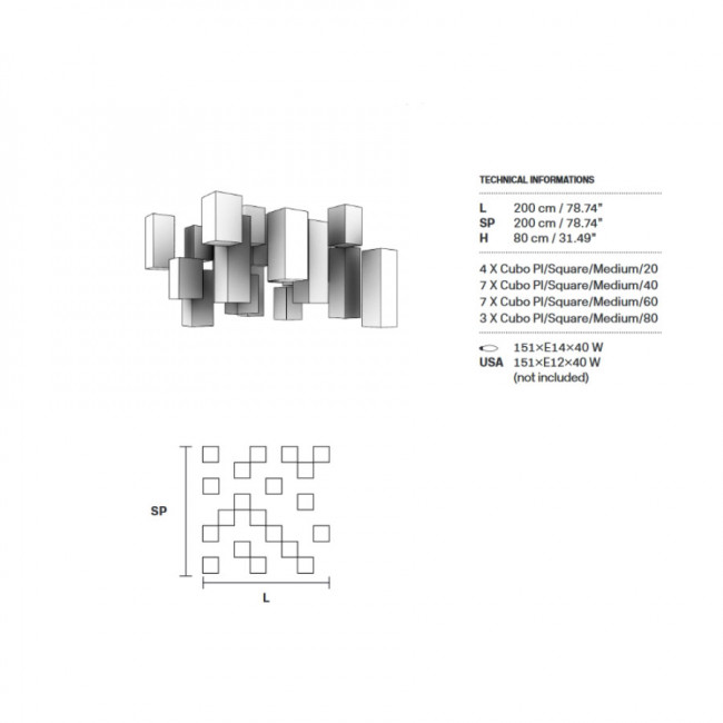 Потолочный светильник Masiero Cubo COMBO PL21 200 SQ TR Cut Потолочный светильник Masiero Cubo COMBO PL21 200 SQ TR Cut