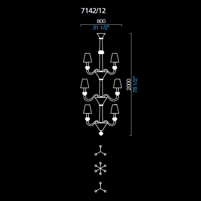 Люстра Barovier&Toso Torpedo Amsterdam 7142/12/CC/NN