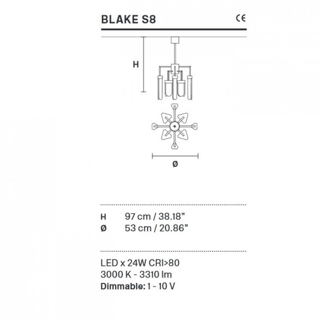 Потолочная люстра Masiero Blake S8