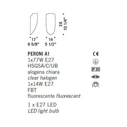 Настенный светильник De Majo PERONI A1 0PERO0A65 frosted+clear Настенный светильник De Majo PERONI A1 0PERO0A65 frosted+clear