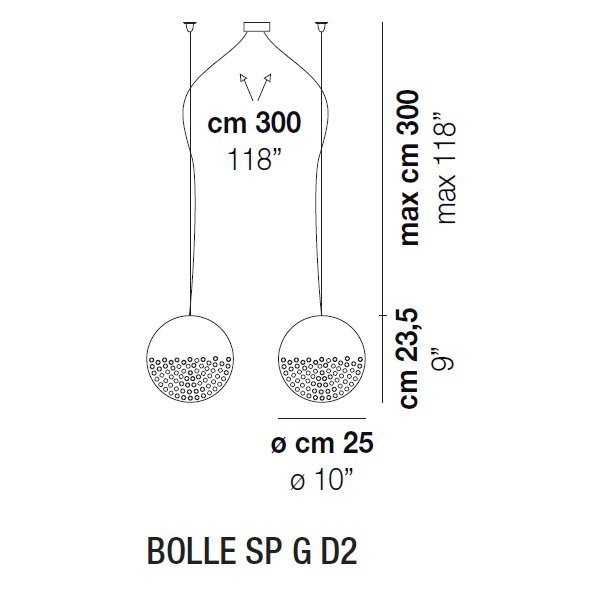 Подвесной светильник Vistosi Bolle SP G D2 E27 BC NI