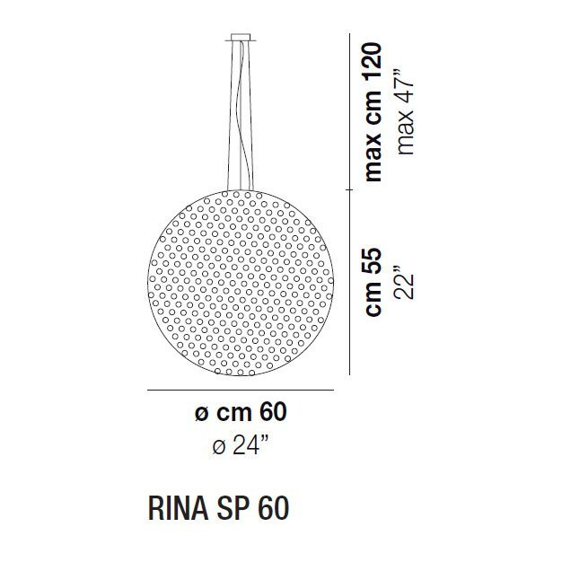 Подвесной светильник Vistosi Rina SP 60 E27 BC/MU NI Подвесной светильник Vistosi Rina SP 60 E27 BC/MU NI