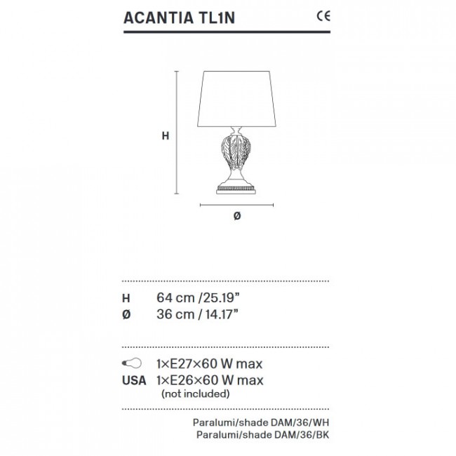 Настольная лампа Masiero Acantia TL1N V95 Настольная лампа Masiero Acantia TL1N V95