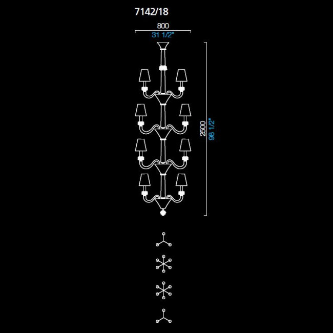 Люстра Barovier&Toso Torpedo Amsterdam 7142/18/CC/BB