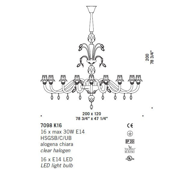 Люстра De Majo 7098 K16 070980K82 Люстра De Majo 7098 K16 070980K82
