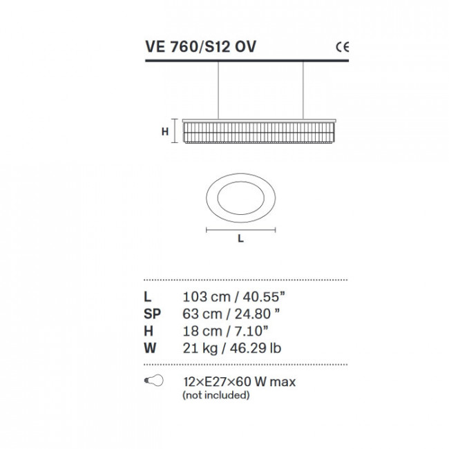 Подвесной светильник Masiero Impero & Deco VE 760/S12 OV Cut