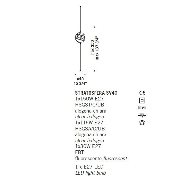Напольный светильник De Majo STRATOSFERA SV40 0STRA0S00 Напольный светильник De Majo STRATOSFERA SV40 0STRA0S00