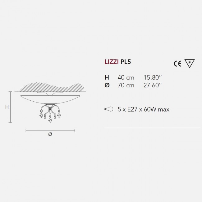 Потолочный светильник Masiero Lizzi PL5 V13 Потолочный светильник Masiero Lizzi PL5 V13