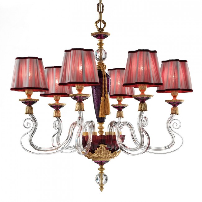 Люстра Euroluce Barocco L6 gold Amethyst Shade Люстра Euroluce Barocco L6 gold Amethyst Shade