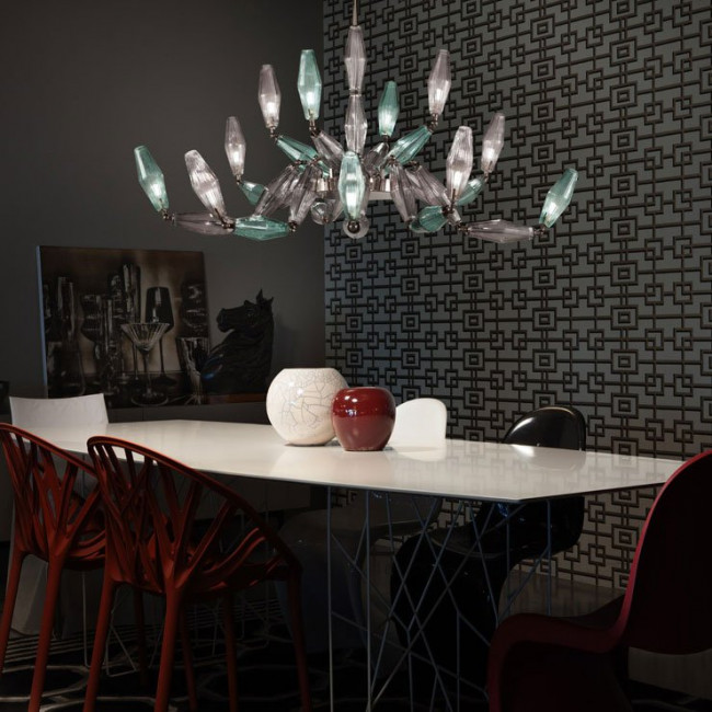 Люстра Euroluce Mov L8+4 nickel Fume/Viridian Люстра Euroluce Mov L8+4 nickel Fume/Viridian