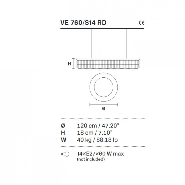 Подвесной светильник Masiero Impero & Deco VE 760/S14 RD Cut