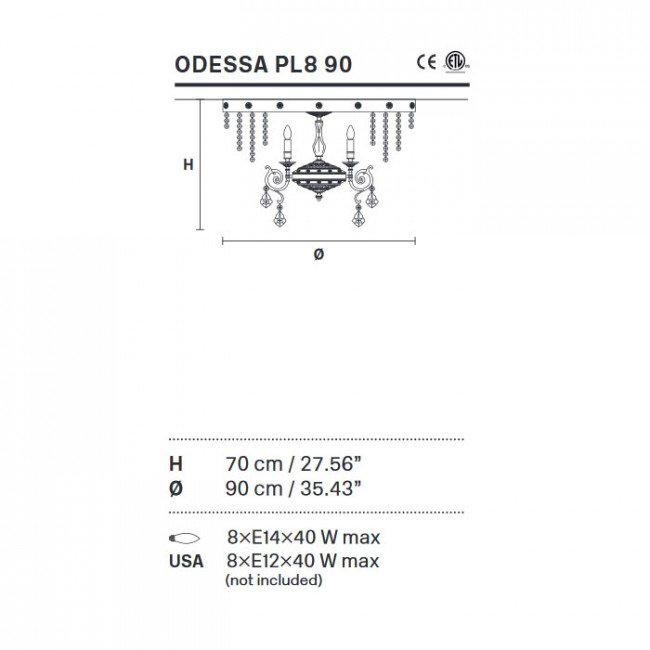 Потолочная люстра Masiero Odessa PL8 90 G03 Cut Потолочная люстра Masiero Odessa PL8 90 G03 Cut