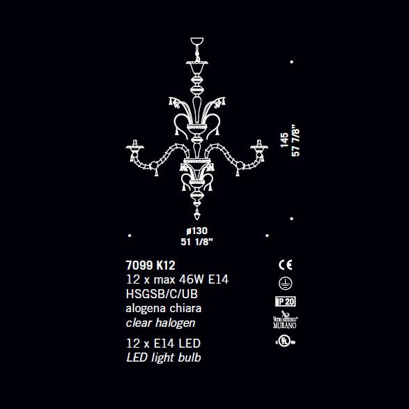 Люстра De Majo 7099 K12 070990K80 Люстра De Majo 7099 K12 070990K80