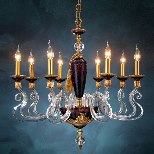 Люстра Euroluce Barocco L8 gold Amethyst